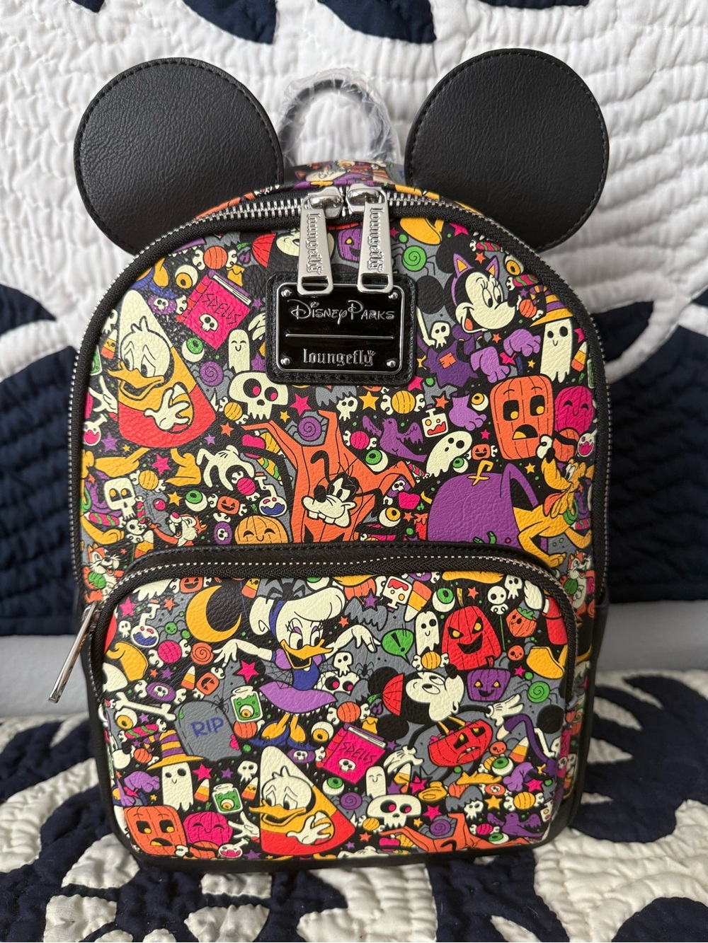 Disney Parks Halloween Mickey and Friends w/pumpkins Ghosts Mini Backpack
